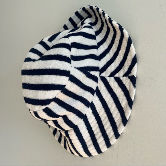 Love & Lore Terry Indigo Navy Blue & Off White Striped Bucket Hat - Picture 4 of 9